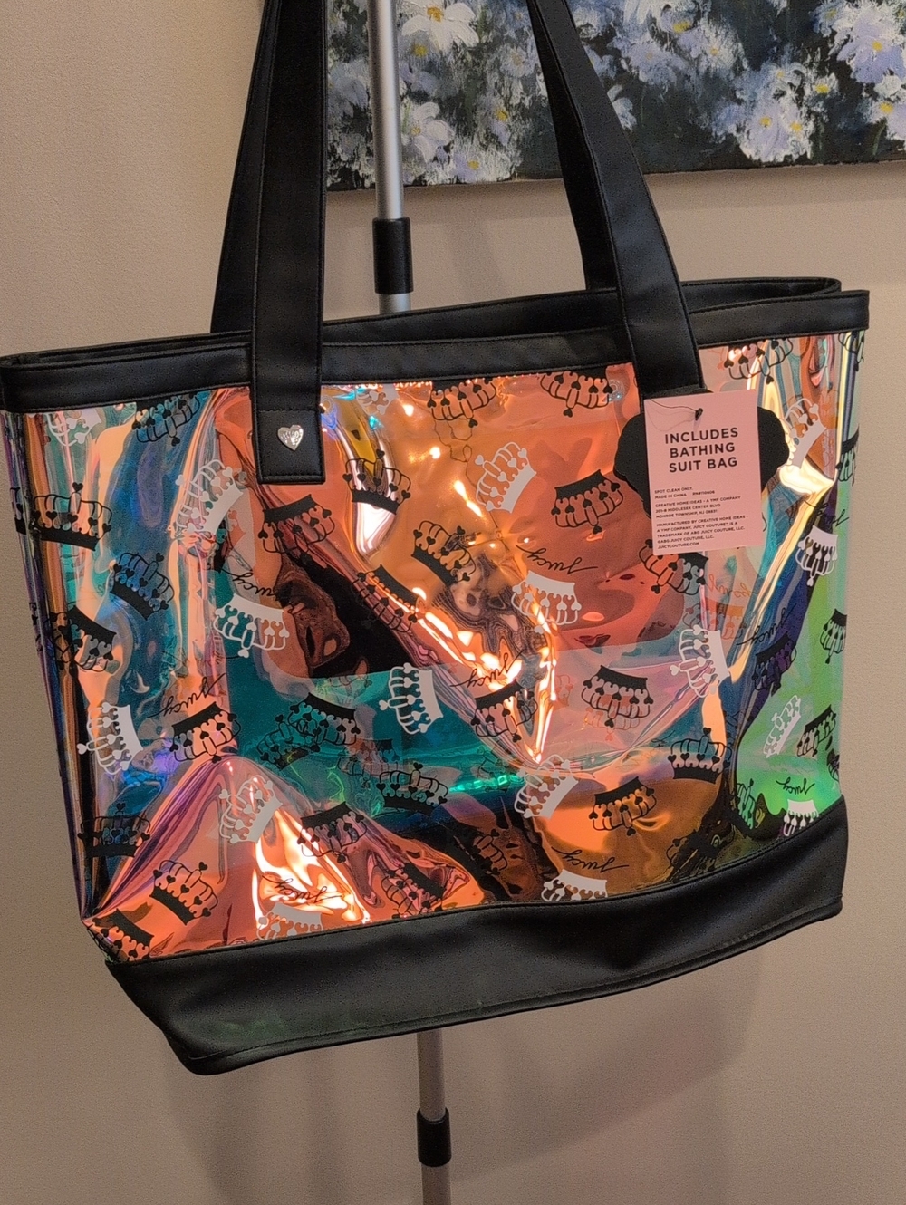 Juicy Couture Multicolor Beach Tote with Pink Tag